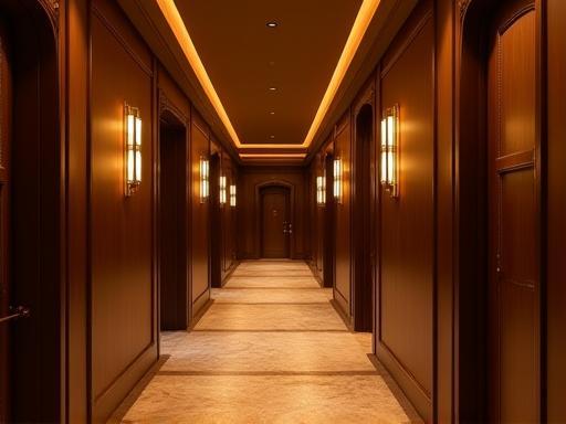 Luxurious hallway details and lighting at Gulf Vision Cinemas